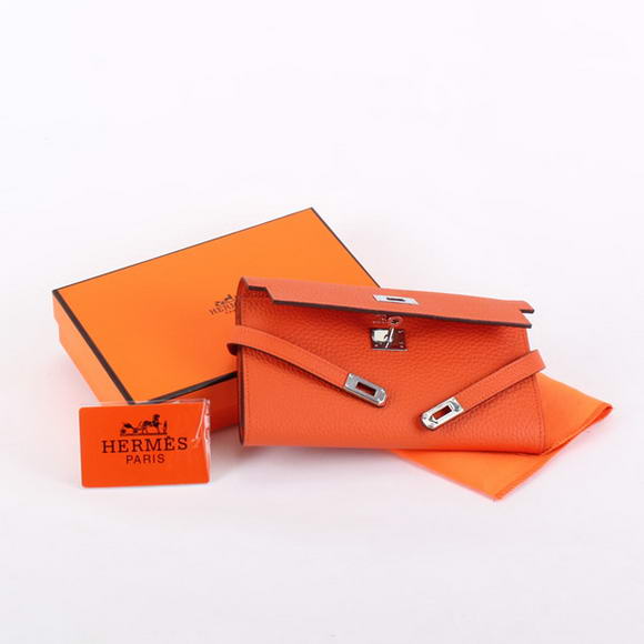 High Quality Hermes Kelly Bi-Fold Wallet A708 Orange Fake